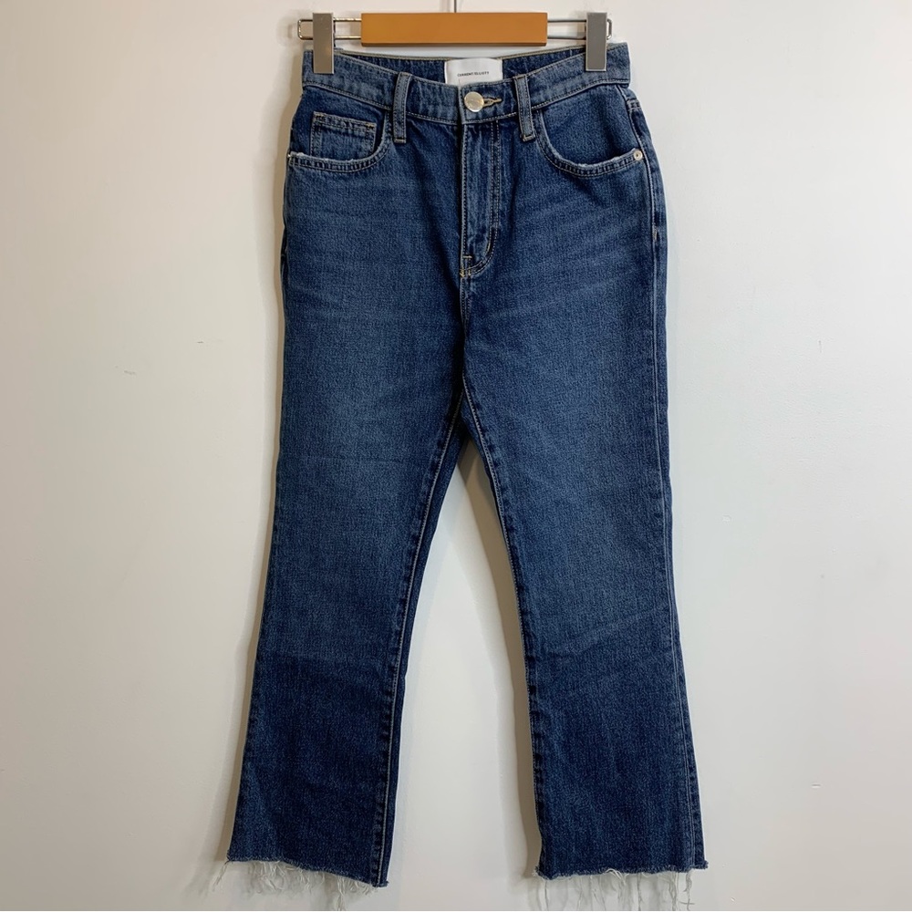Current/Elliott High Rise Raw Hem Crop Jeans